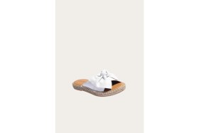 Resim Bueno Shoes Beyaz Deri Kadın Düz Terlik 