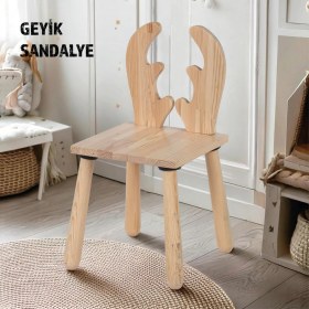 Resim Joykidstoy Doğal Ahşap Çocuk Sandalye Geyik 