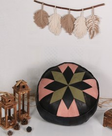 Resim Ottoman Pouffe Şok Fiyat Açılışa Özel %50 Off! Art Deco El Yapımı Hakiki Deri Orijinal Bohem Ottoman Puf Minder60cm 