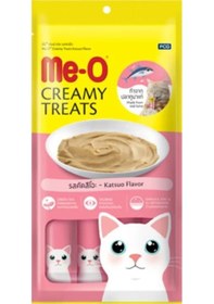 Resim Me-O Kremalı Çizgili Orkinos Balıklı Kedi Sıvı Ödül Maması 4 x 15 G 