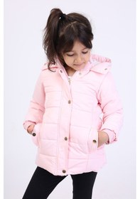 Resim Toontoy Kids Toontoy Kız Çocuk Su İtici Kapüşonlu Fermuar Ve Çıtçıt Kapamalı Cepli Mont - İçi Suni Kürklü Pembe 
