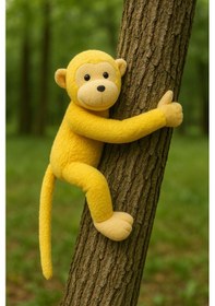 Resim Elleri Yapışan Oyun Ve Uyku Arkadaşı Peluş Maymun Oyuncak Sarılan Maymun Sarı Sarı 