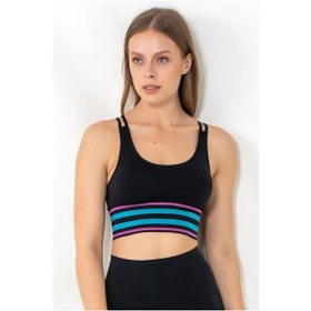 Resim Miofit Energy Blok Çizgili Destekli Seamless Spor Sütyeni Çok Renkli 