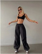 Resim Cepli Paraşut Pantalon - Siyah 