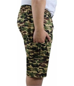 Resim Mocgrande Büyük Beden Commando Camouflage Erkek Penye Şort 23606 Bej Çok Renkli 