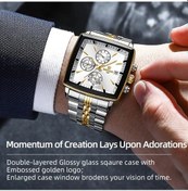 Resim Globalbloom Reward Rectangle Erkek Kol Saati Silvery White Hesap Makinesi Kronometre Çok Amaçlı Kuvars Altın 