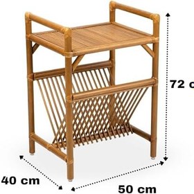 Resim Bambu Sehpalı Gazetelik – Bal Rengi – El Yapımı Dekoratif Sehpalı Gazetelik 