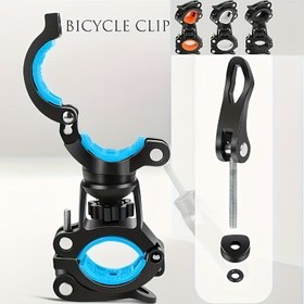 Resim 360 Derece Dönebilen Bisiklet Işık Tutucu Klipsi, ABS Malzeme, Ön Bisiklet Farı için Ayarlanabilir Montaj, Günlük Yürüyüş için Güvenli Bisiklet Tutucu 