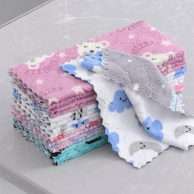 Resim 6 adet Sevimli Karikatür Temalı Polyester Mutfak Havluları - Süper Emici, Yapışmaz, Çatal Bıçak ve Masa İçin Çift Katmanlı Kalınlaştırılmış, Kolay Bakım El Yıkama, Renkli Temizlik Bezleri 