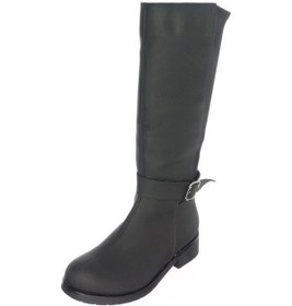 Resim 41-42-43-44 Numara K1011-2 Siyah Yağlı Nubuk Streç Kadın Çizme Büyük Numara Geniş Rahat Kalıp Siyah 