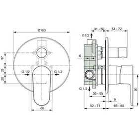 Resim Ideal Standard Cerafine O Mat Siyah Ankastre Duş Sistemi - 2 Yollu - Bd828xg Siyah 