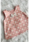 Resim Yıldız Desenli Pembe Poplin Kız Çocuk Bebek Bluz Üst 001 