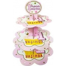 Resim 1 Yaş Kız Karton Cupcake Kek Standı 3 Katlı 