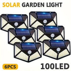 Resim 6 adet LiHangStar Ticari Güneş Duvar Işıkları Açık Hava, 100 LED Güneş Enerjili Hareket Sensörü Güvenlik Işıkları Kızılötesi Algılayıcı ile, IP44 Yüksek Kalite, Dokunmatik Kontrol ve Kolay Kurulum için Sürüş Yolu, Bahçe, Veranda, Yürüyüş Yolu, Güneş Enerjili Dış Mekan Işıklar 