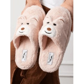 Resim Slipcat Kadın Panda Figürlü Sessiz Taban Peluş Ev Terliği 