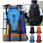 Resim 70L Büyük Kapasiteli Yürüyüş Sırt Çantası - Dayanıklı Naylon, Kamp, Trekking ve Açık Hava Maceraları için Çoklu Bölümlerle Siyah, Yürüyüş Çubukları, Uyku Çantaları, Çadır ve Buz Bıçakları Tutabilir, Trekking Çubuğu Depolama|Çok Yönlü Sırt Çantası|Yumuşak Kabuk Yapısı, Seyahat için Sırt Çantası 
