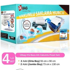 Resim 4'lü Vakumlu Saklama Poşet Seti 4'lü Baza Altı Vakumlu Hurç, Vakumlu Torba Şeffaf 