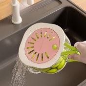 Resim Kapaklı 2'si 1 Arada Büyük Süzgeç Sepeti - Dayanıklı Plastik Meyve ve Sebze Süzgeci, Pembe ve Beyaz Tasarım, Verimli Yıkama ve Kurutma için Gıda Güvenli Mutfak Kevgir, Meyve Yıkama Sepeti | Pembe Mutfak Eşyaları | Gıdayla Temas Güvenliği, Sebze Yıkama Sepeti 