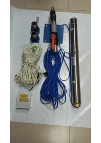 Resim 4sdm2/16 1hp Alarko 50 Mt Yassı Kablolu Ve Panolu 100 Mt Halatlı Çift Vanalı Akıtma Başlıklı Monofaze Takım Dalgıç Pompa 