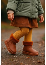 Resim İçi Kürklü Sıcak Astarlı Pvc Kız Çocuk Kahve Bot Tbgrf010 Kahve 