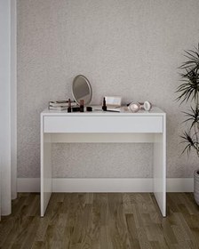 Resim 1 Çekmeceli Çalışma/Makyaj Masası – Beyaz, E1 Suntalam, Teleskopik Raylı 