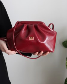Resim Mimoza Kadın Bordo Rugan Suni Deri Uzun Askılı Clutch Günlük Ve Abiye Çanta 