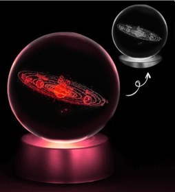 Resim 3D Samanyolu Galaksi Temalı Işıklı Cam Küre 