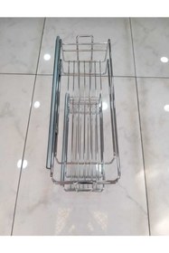 Resim ARON (P9005) 16cm Yandan (FRENLİ) Teleskopik Raylı Tezgah Altı Şişelik - Yağdanlık - Deterjanlık (EN16cm) 