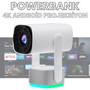 Resim L'eDoren Powerbanklı Android Taşınabilir Projeksiyon Wifi Ve 4k Destekli Rgb Led Akıllı Sinema Projektör 