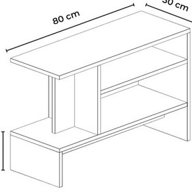 Resim Sümela Raflı Yan Sehpa - Gazetelik, Dergilik, Kitaplık Meşe 