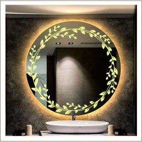 Resim Dnr-MirrorDnr-Mirror 70 cm Günışığı Ledli Tasarım Kumlamalı Banyo Aynası Makyaj Aynası Işıklı Ayna 