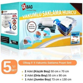 Resim Vakumlu Poşet Seti 5'li Set - Vakumlu Hurç - Vakumlu Torba Yorğan,yastık,battaniye Şeffaf 