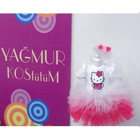 Resim Hello Kitty Baskılı Kız Çocuk Bebek Doğumgünü Elbise Parti Kostüm 