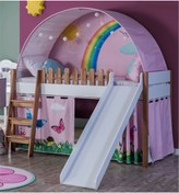 Resim benim odam My House Montessori Ahşap Ranza Kaydıraklı Oyun Evi 