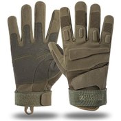 Resim Yeşil Erkek Açık Bisiklet Eldiven Nefes Kaymaz Eldiven Şok Emici Tam Parmak Bisiklet Eldiveni 