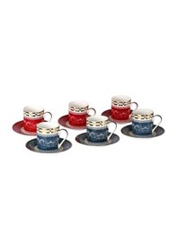 Resim Lucky Art Lancelot Bone 6lı Kahve Fincan Seti Kırmızı 