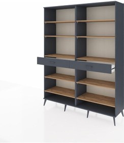 Resim Hyperion Gardrop 10 Raflı 2 Çekmeceli 176x44x221 Antrasit-çam/antrasit Beyaz 