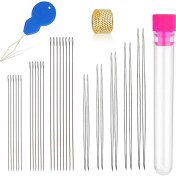 Resim Dadata 30 Pcs Boncuk Iğneleri Set 5 Boyut 10 Pcs Büyük Göz Iğneleri ve 20 Pc Uzunluğunda Düz Iğneler Kolay Iplik Için Şişe ile (Yurt Dışından) 