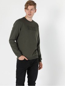 Resim Colin's Regular Fit Kabartma Yazılı Haki Erkek Sweatshirt CL1055797_Q1.V2_KHA 