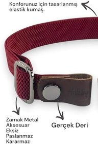 Resim caramelos Ayarlanabilir Elastik Tokasız Kemer - Görünmez Kemer-Gizli Tokalı Kemer Bordo-M/L 