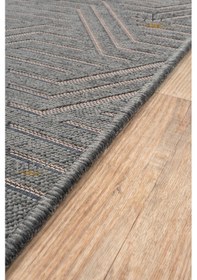 Resim Saraz Halı Ada Kilim Modern Salon Mutfak Koridor Kesme Yolluk Dokuma Makine Halısı Zigzag Antrasit Antrasit 