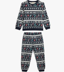 Resim Koton Yılbaşı Baskılı Pijama Takımı Pamuklu Lacivert Desenli 5wlm40032mk Lacivert Desenli Lacivert 
