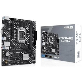 Resim Asus Prıme H610m-k Ddr5 5600mhz 1xvga 1xhdmı 1xm.2 Usb 3.2 Matx 1700p 12. / 13. Ve 14. Nesil İşlemc 