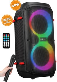 Resim Mikado 40W BT/USB/TF/FM/Led Işıklı Kablolusuz Mikrofonlu Toplantı-Parti Hoparlör 