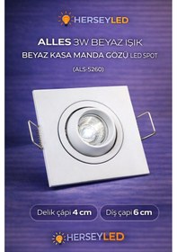 Resim Alles 3w Beyaz Işık Beyaz Kasa Manda Gözü Led Spot Beyaz 