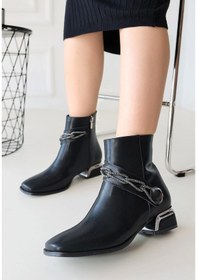 Resim Roxani Siyah Cilt Topuklu Bot Çok Renkli 