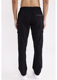 Resim Ayarlanabilir Kordonlu Esnek Bel Yapılı Rahat Kalıp Yan Cepli Prego Model Eşofman Altı Black 