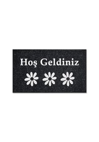 Resim Balkon Ve Iç Dış Kapı Yıkanabilir Nem Alıcı Toz Alıcı Halı Kapı Önü Paspası Türkçe Hoş Geldiniz Siyah - Beyaz 