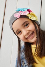 Resim Babygiz %100 Pamuklu Doğal Yumuşak Çift Katlı Penye Füme Çiçekli Kız Çocuk Bebek Şapka Bere 