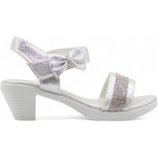 Resim Varkan Topuklu Kız Çocuk Sandalet Gümüş 